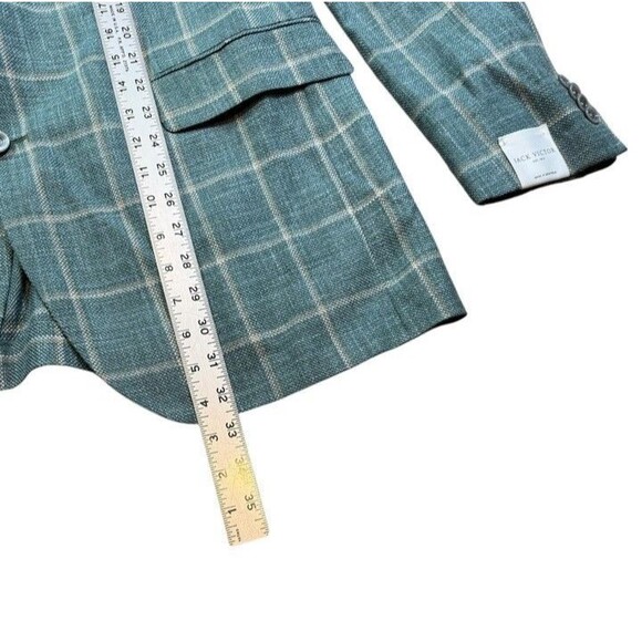 Jack Victor Blazer Mens Size 44L Austin Green Plaid Sport Coat Wool Silk Linen - Picture 11 of 13